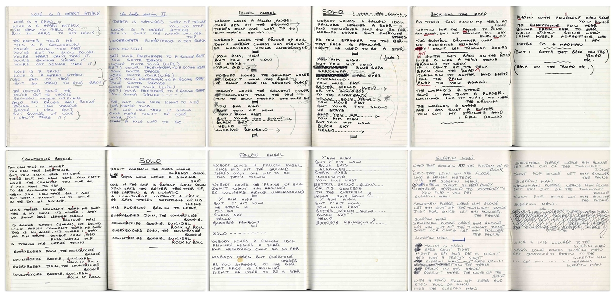 The Who's John Entwistle's Notebook Filled With Over 16 Handwritten Lyrics to His Songs ''Too Late the Hero'', ''Talk Dirty'', ''Love is a Heart Attack'', ''I'm Coming Back'', ''Lovebird'' & Many More